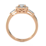 7/8 ctw Round Lab Grown Diamond Halo Engagement Ring