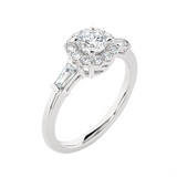 7/8 ctw Round Lab Grown Diamond Halo Engagement Ring
