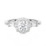7/8 ctw Round Lab Grown Diamond Halo Engagement Ring