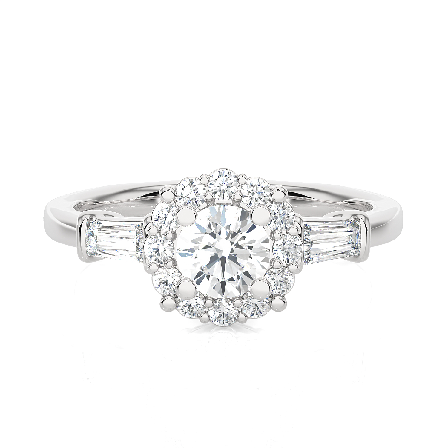 7/8 ctw Round Lab Grown Diamond Halo Engagement Ring