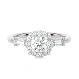 7/8 ctw Round Lab Grown Diamond Halo Engagement Ring