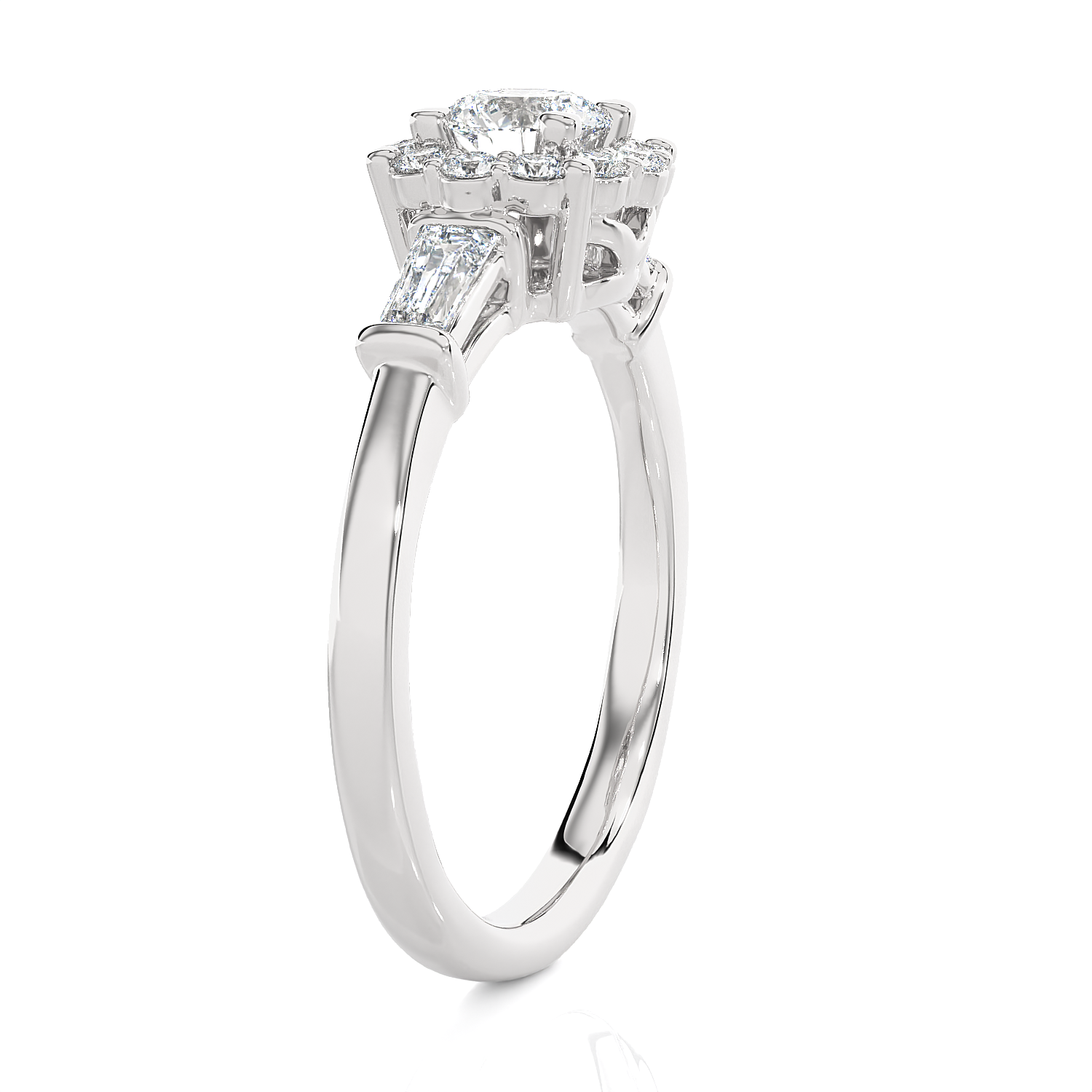 7/8 ctw Round Lab Grown Diamond Halo Engagement Ring