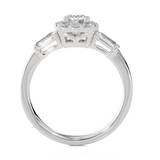 7/8 ctw Round Lab Grown Diamond Halo Engagement Ring