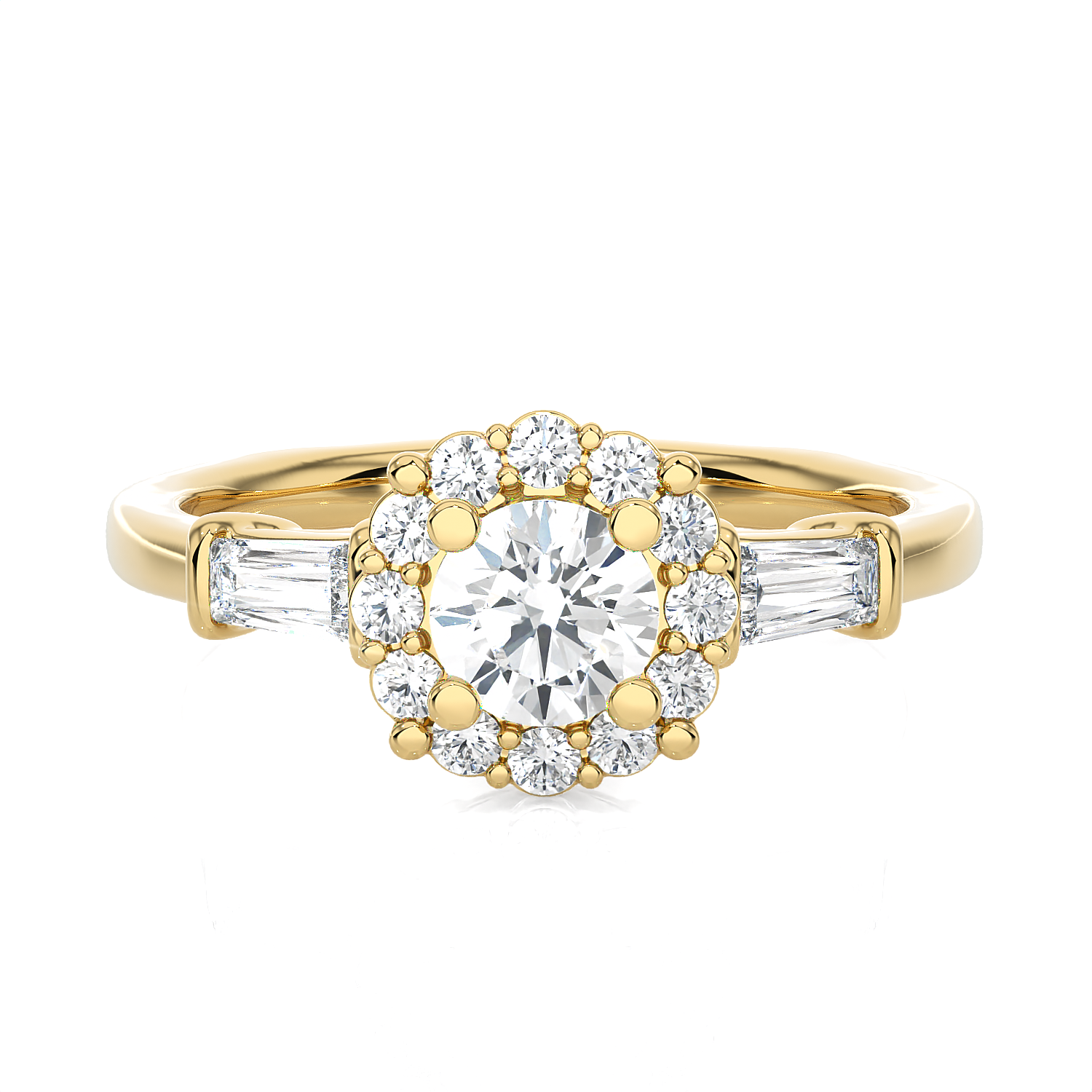 7/8 ctw Round Lab Grown Diamond Halo Engagement Ring