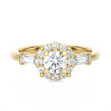 7/8 ctw Round Lab Grown Diamond Halo Engagement Ring