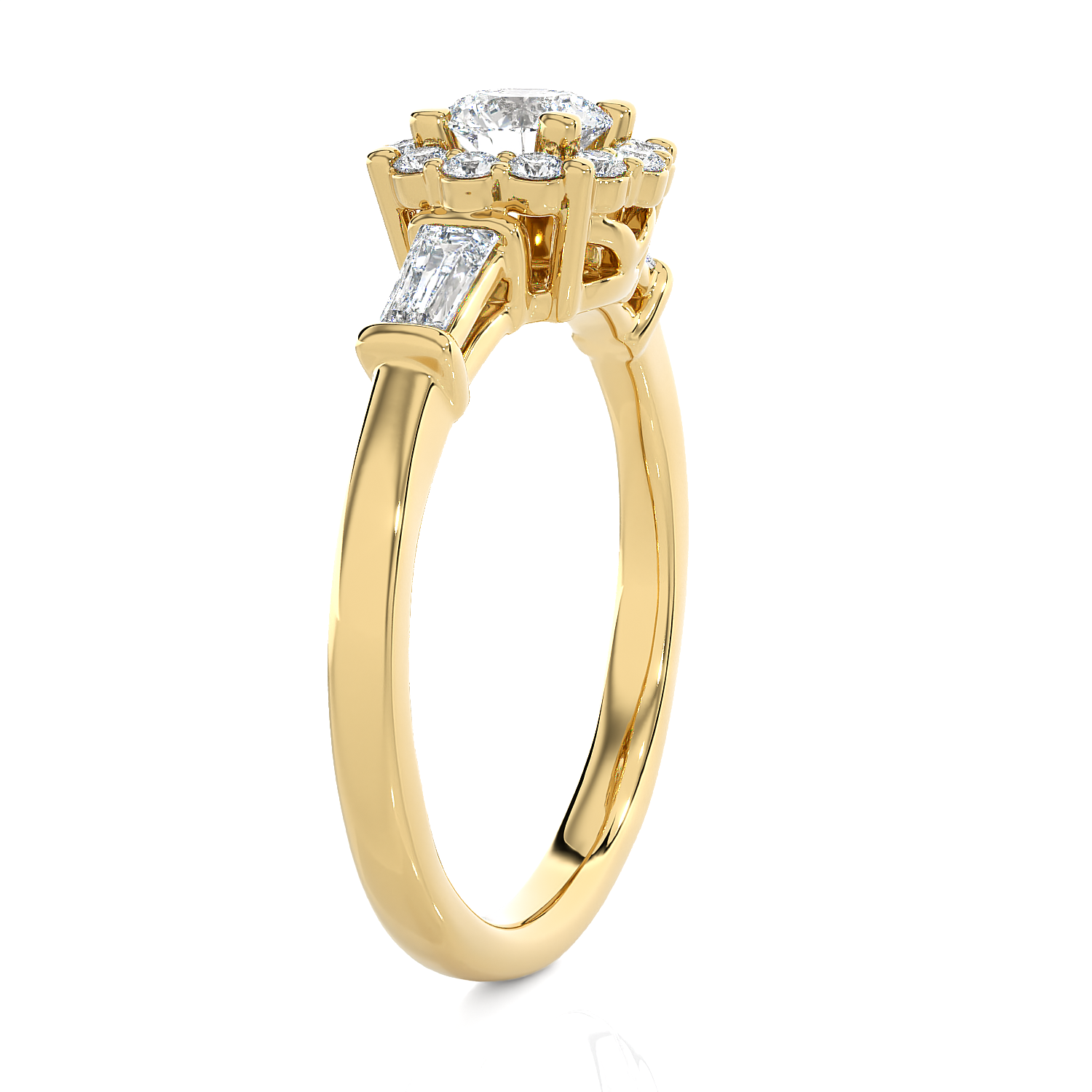 7/8 ctw Round Lab Grown Diamond Halo Engagement Ring