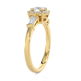 7/8 ctw Round Lab Grown Diamond Halo Engagement Ring