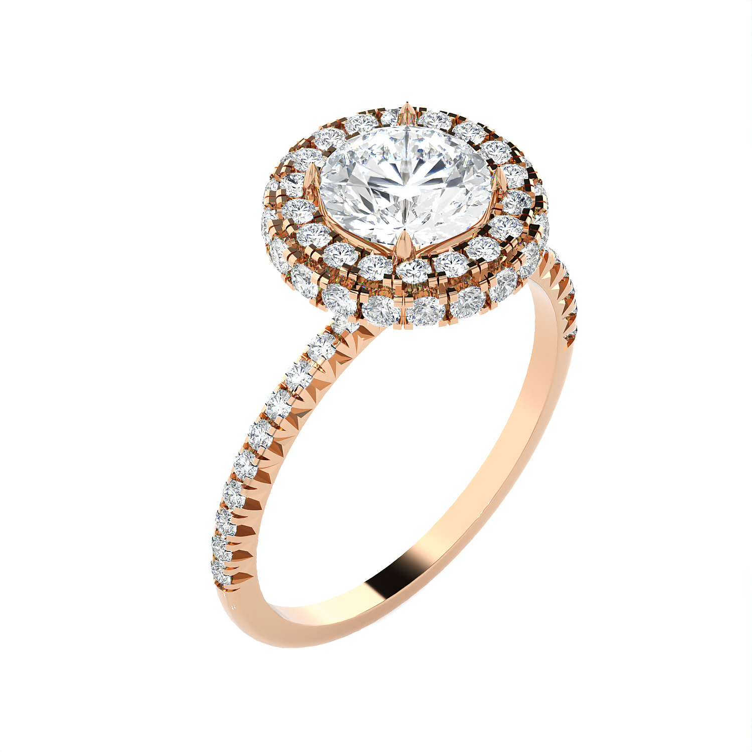 1 5/8 ctw Round Lab Grown Diamond Halo Engagement Ring