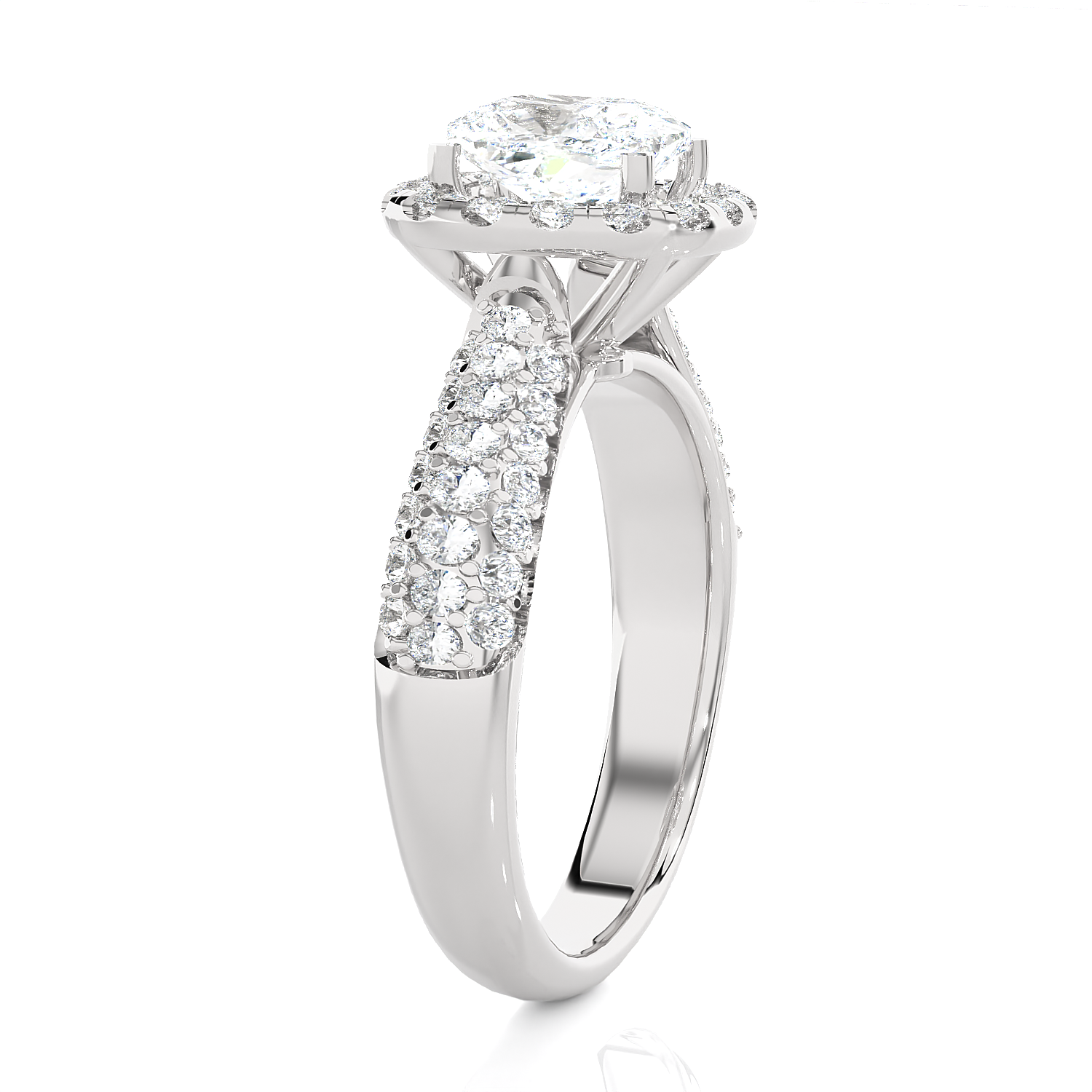 1 1/2 ctw Cushion-Cut Lab Grown Diamond Halo Engagement Ring