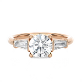 1 3/4 ctw Round with Tapered Baguette Three Stone Lab Grown Diamond Ring