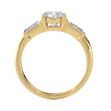 1 3/4 ctw Round with Tapered Baguette Three Stone Lab Grown Diamond Ring