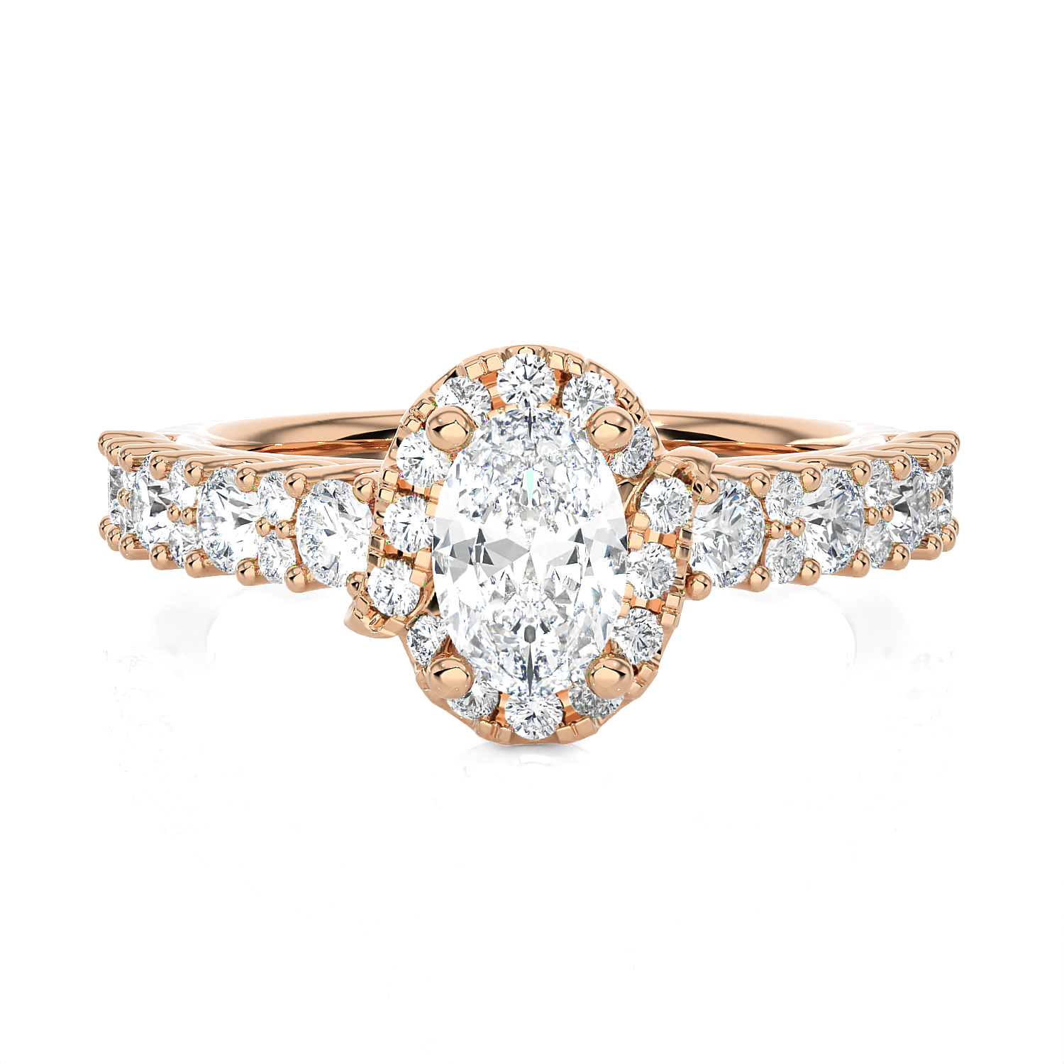 1 1/2 ctw Oval Lab Grown Diamond Halo Engagement Ring