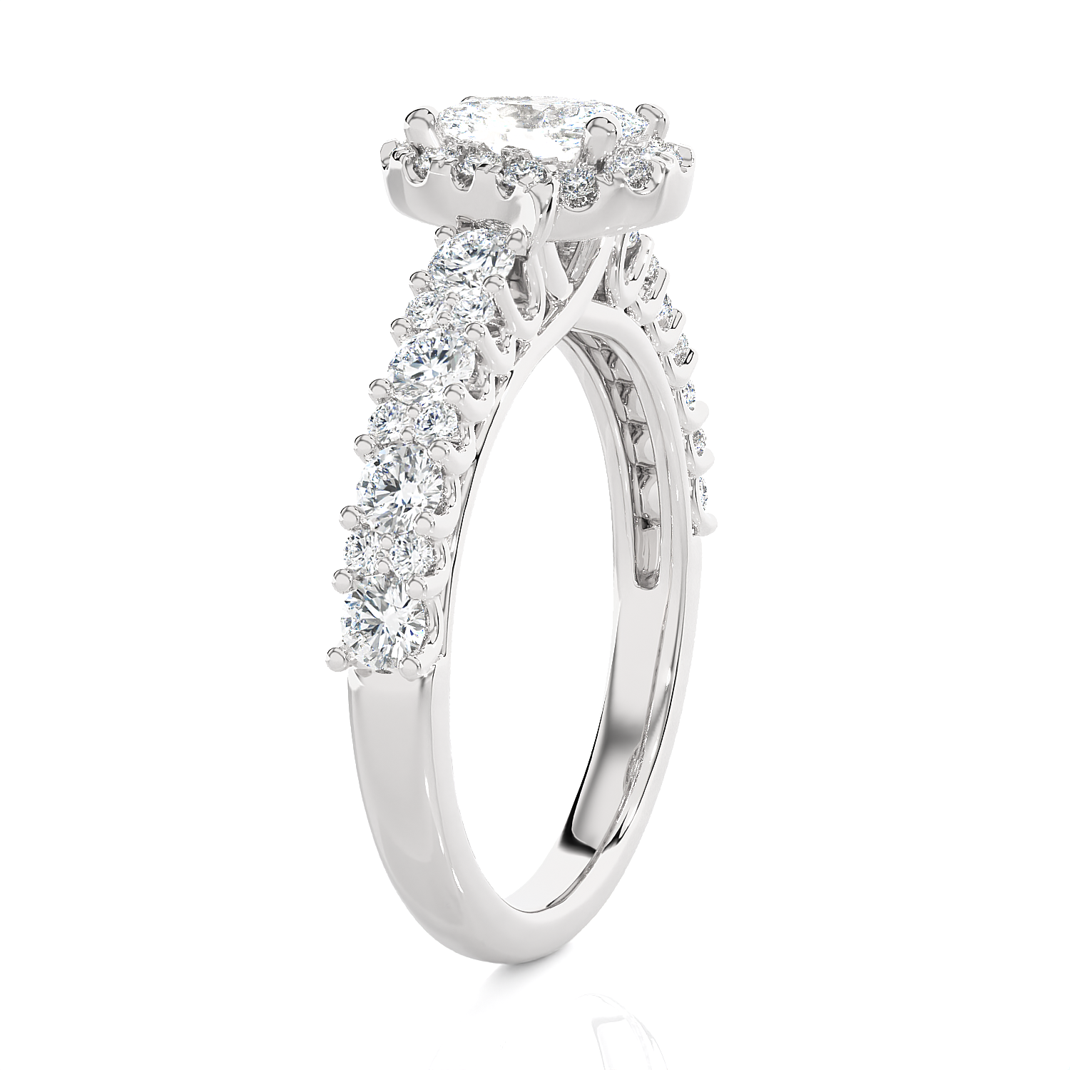 1 1/2 ctw Oval Lab Grown Diamond Halo Engagement Ring