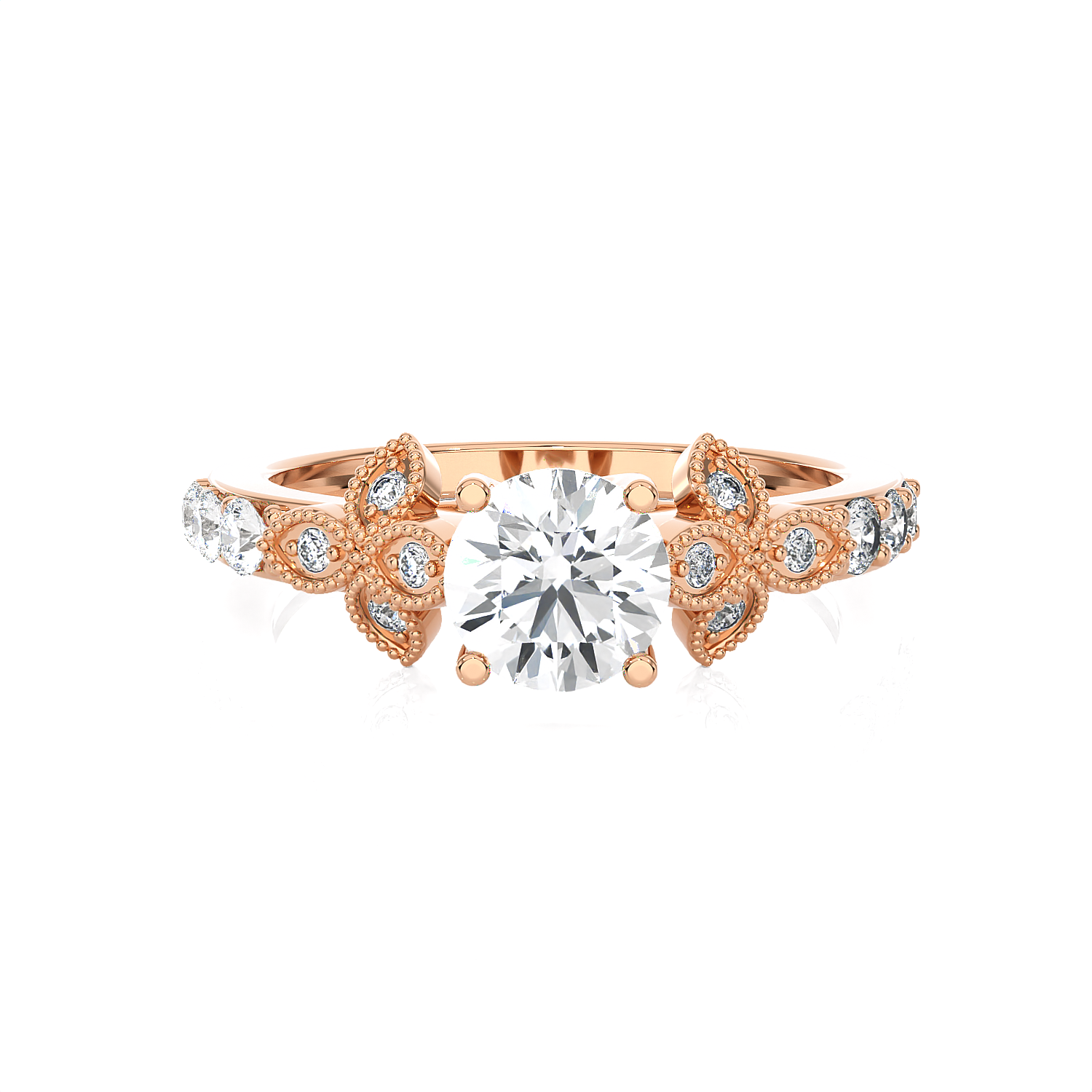 1 1/5 ctw Round Lab Grown Diamond Side Stone Engagement Ring