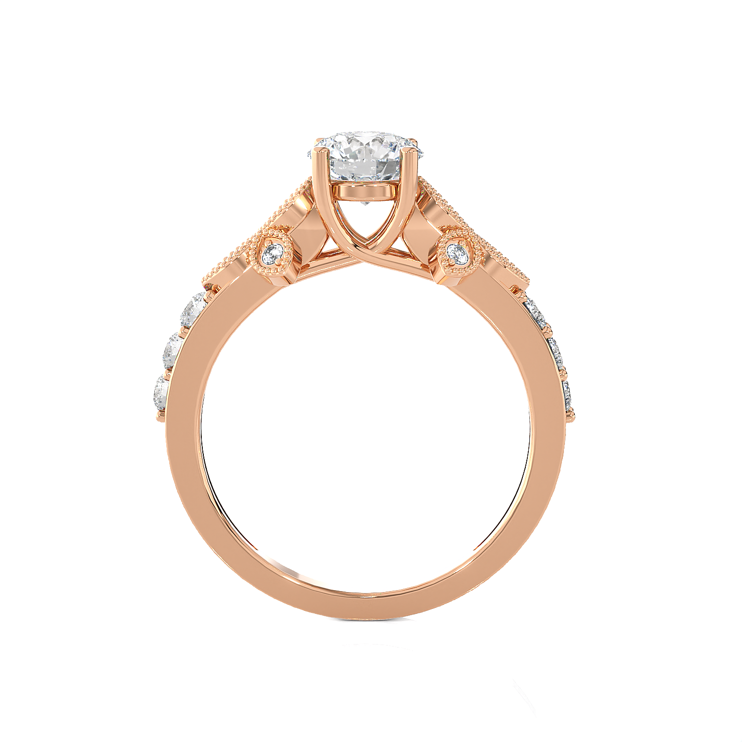 1 1/5 ctw Round Lab Grown Diamond Side Stone Engagement Ring