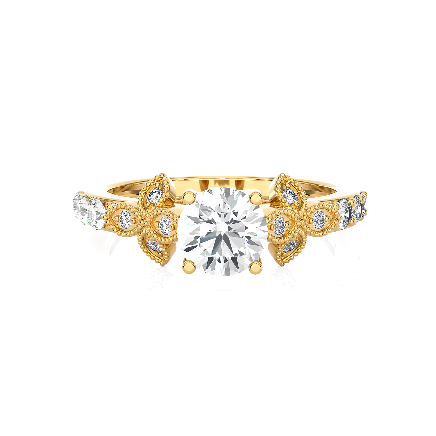 1 1/5 ctw Round Lab Grown Diamond Side Stone Engagement Ring