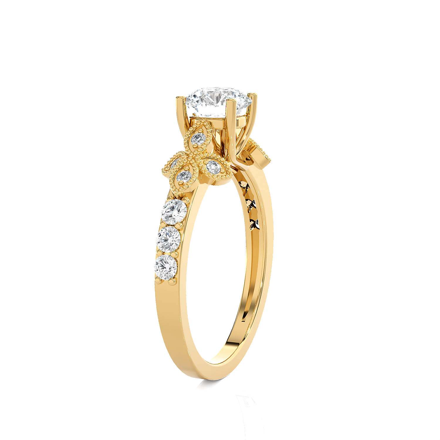 1 1/5 ctw Round Lab Grown Diamond Side Stone Engagement Ring