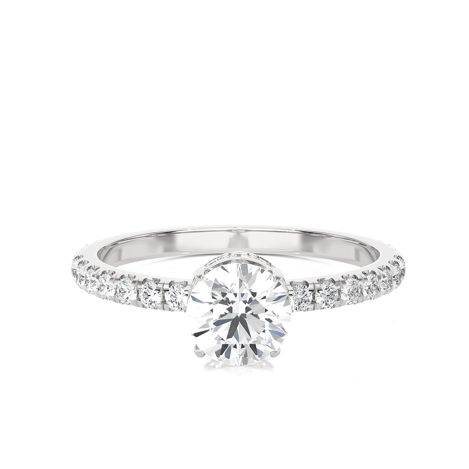 1 3/4 ctw Round Lab Grown Diamond Side Stone Engagement Ring
