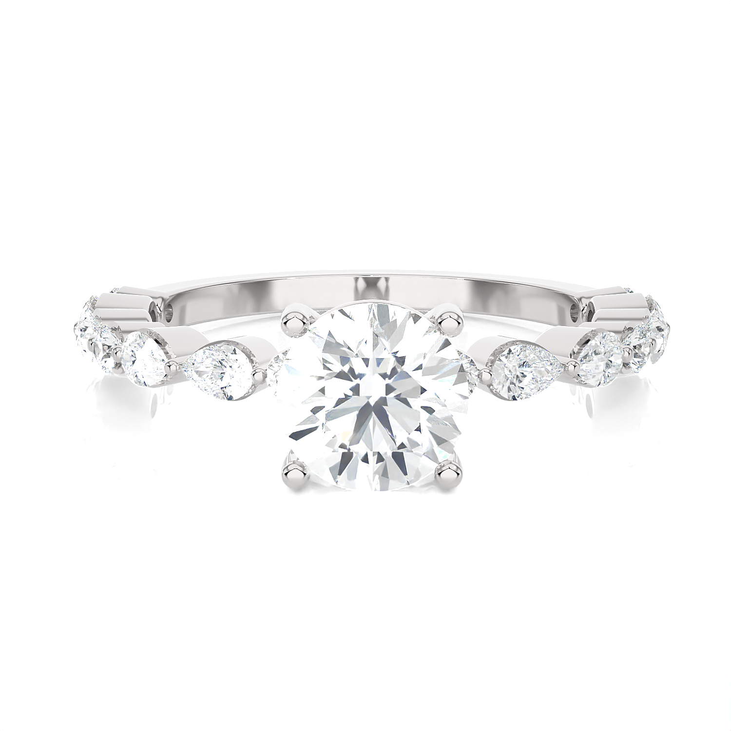 2 1/5 ctw Round Lab Grown Diamond Side Stone Engagement Ring