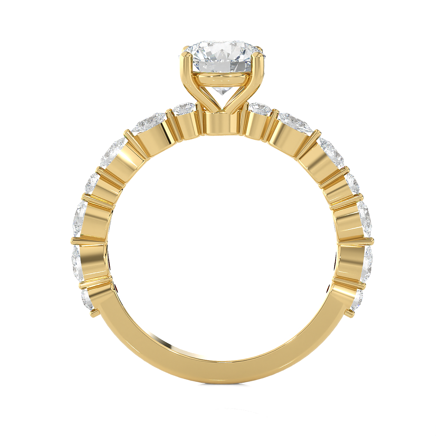 2 1/5 ctw Round Lab Grown Diamond Side Stone Engagement Ring