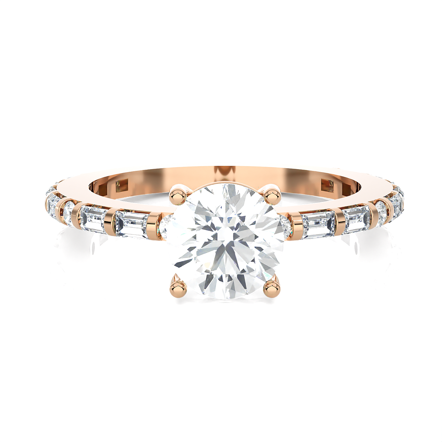 1 1/5 ctw Round Lab Grown Diamond Side Stone Engagement Ring