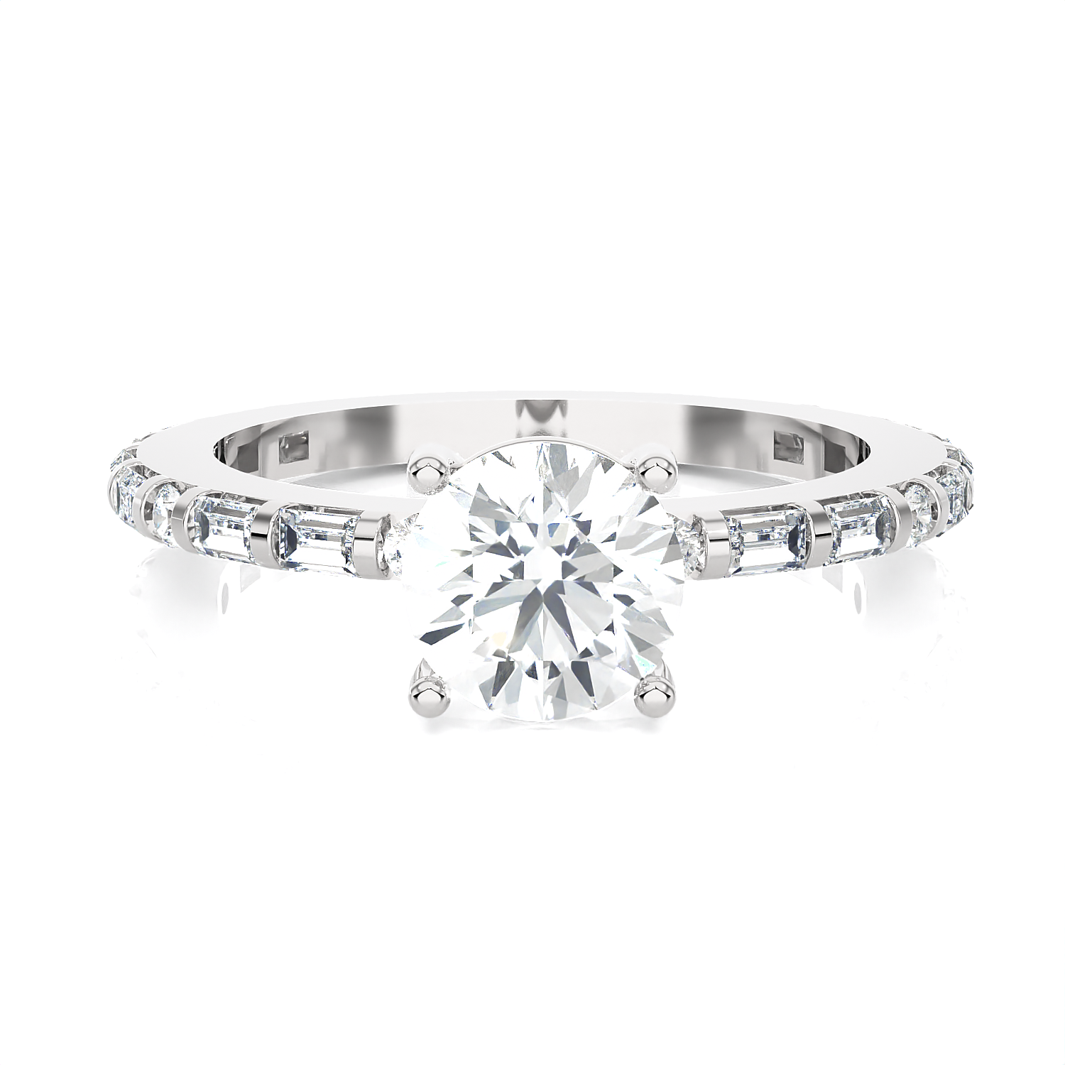 1 1/5 ctw Round Lab Grown Diamond Side Stone Engagement Ring