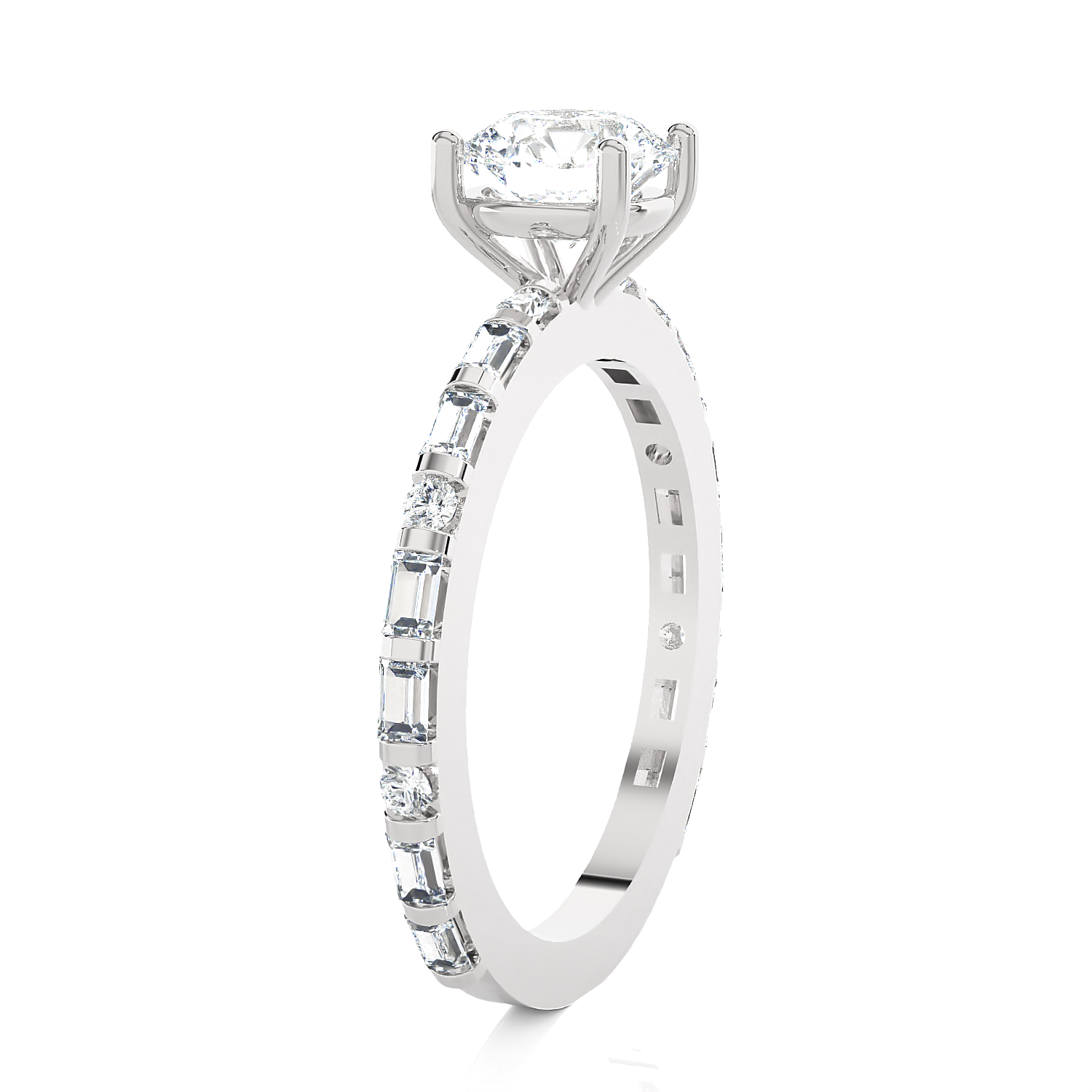 1 1/5 ctw Round Lab Grown Diamond Side Stone Engagement Ring
