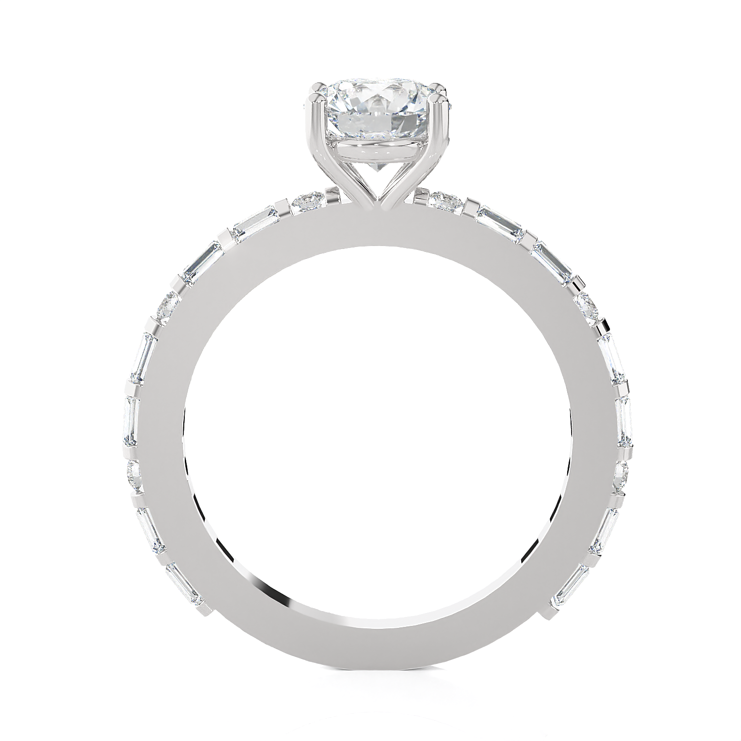 1 1/5 ctw Round Lab Grown Diamond Side Stone Engagement Ring