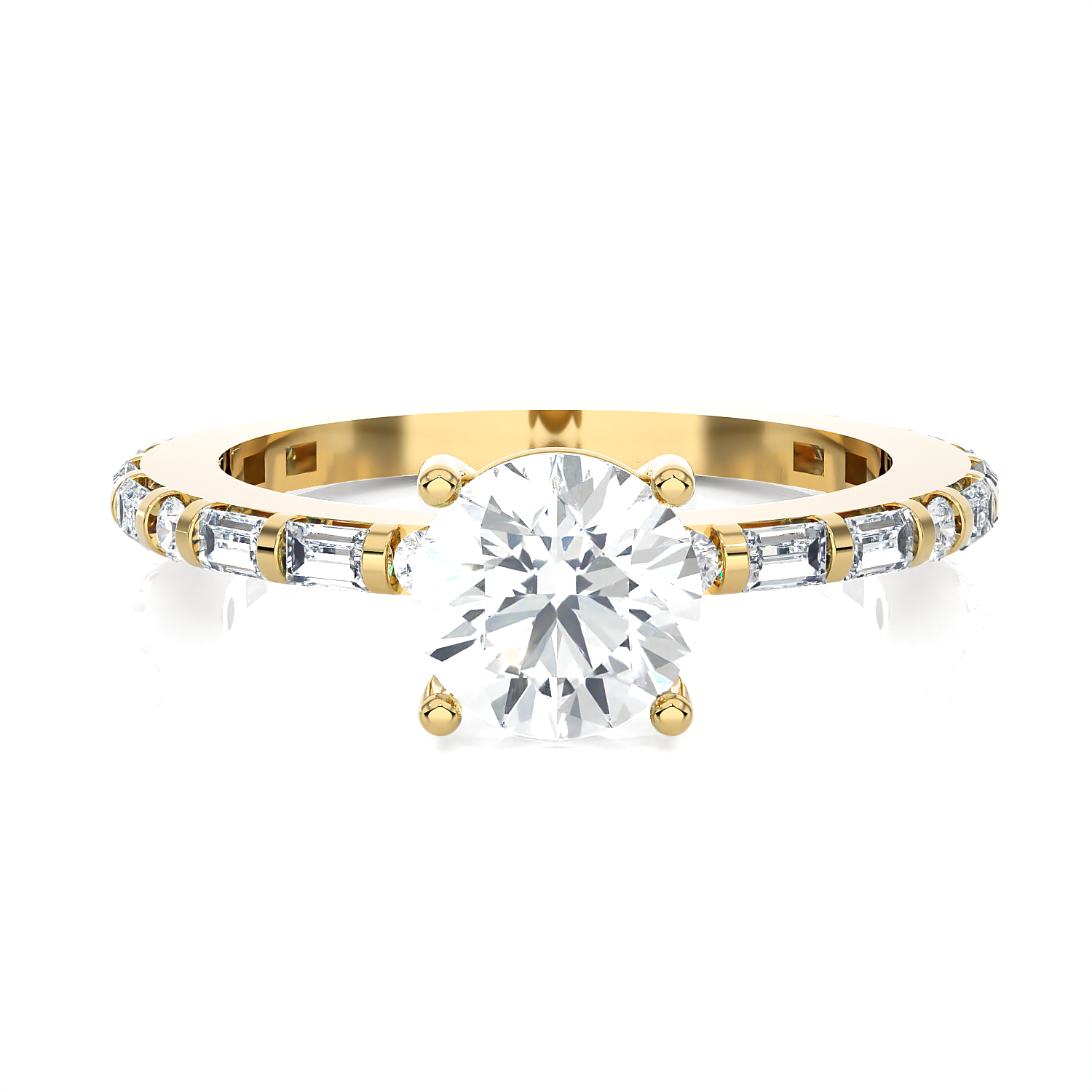 1 1/5 ctw Round Lab Grown Diamond Side Stone Engagement Ring