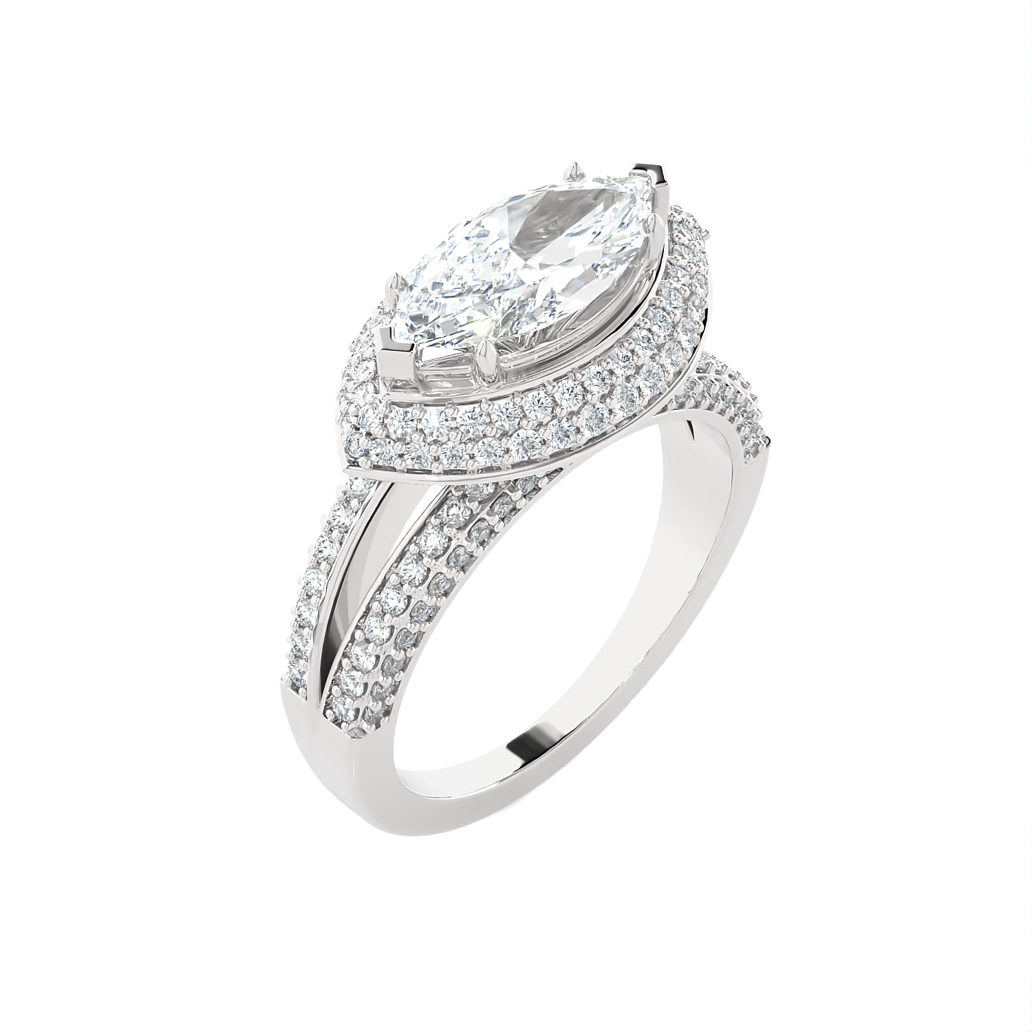 2 1/3 ctw Marquise Lab Grown Diamond Halo Engagement Ring