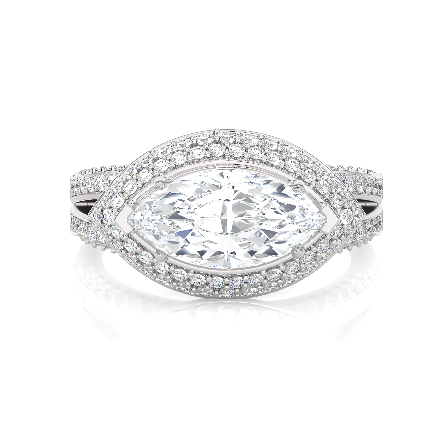 2 1/3 ctw Marquise Lab Grown Diamond Halo Engagement Ring