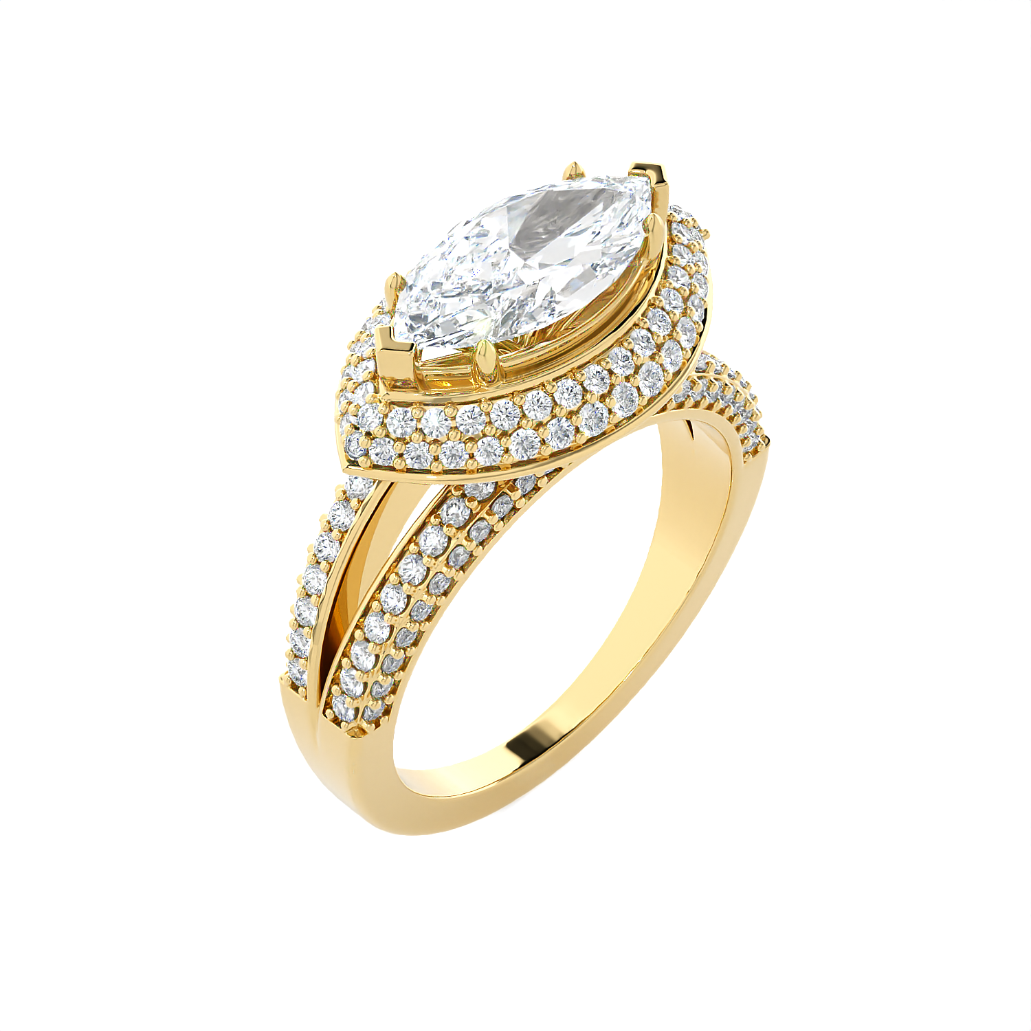 2 1/3 ctw Marquise Lab Grown Diamond Halo Engagement Ring
