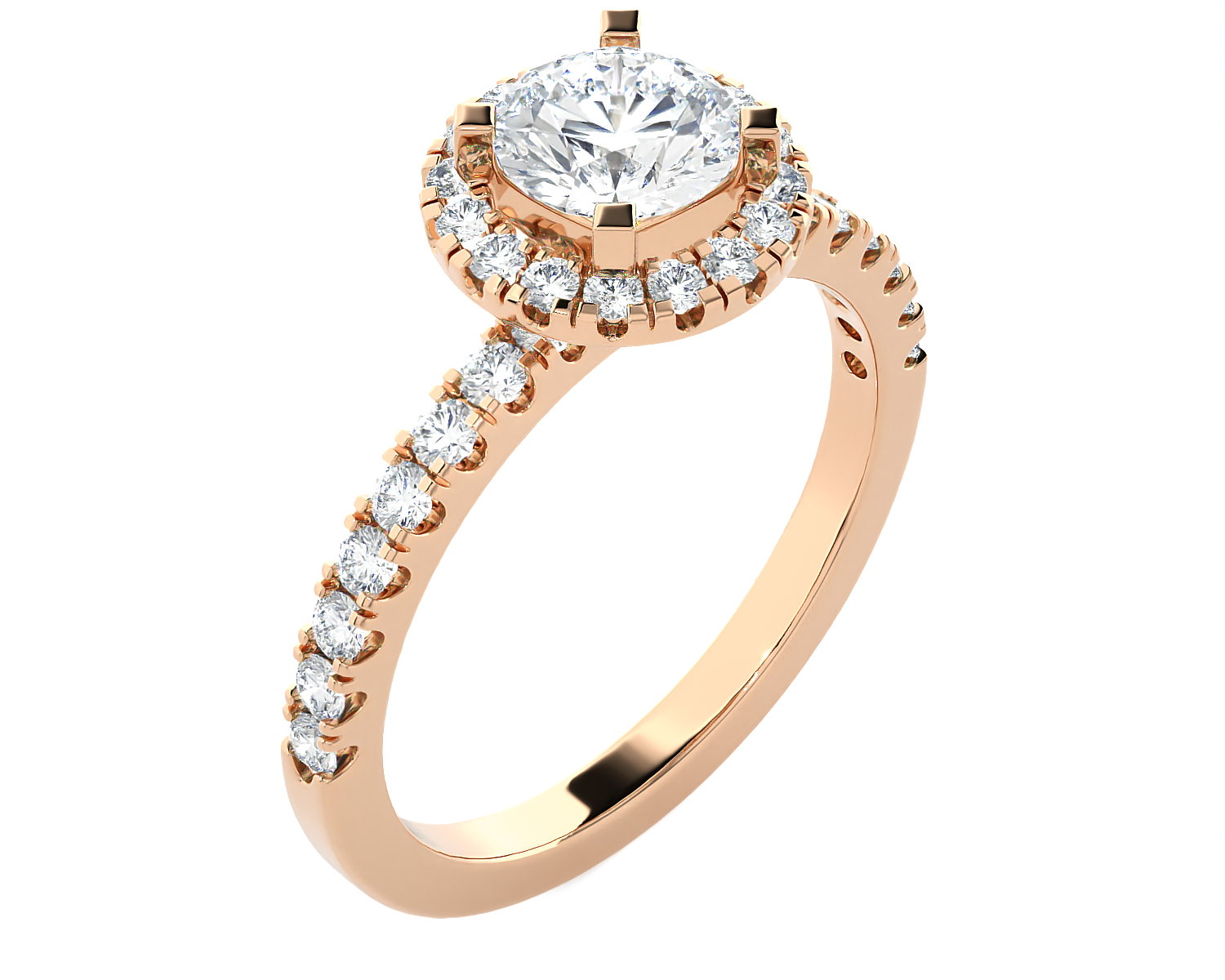 1 1/3 ctw Round Lab Grown Diamond Halo Engagement Ring