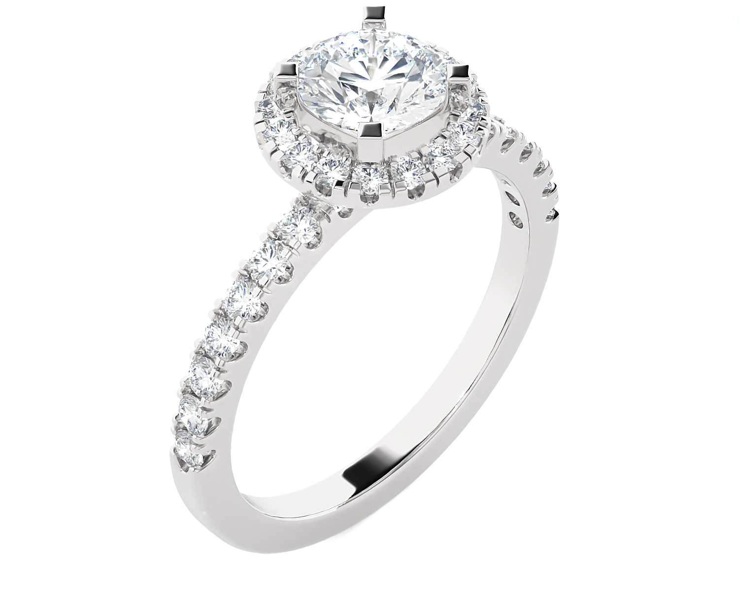 1 1/3 ctw Round Lab Grown Diamond Halo Engagement Ring