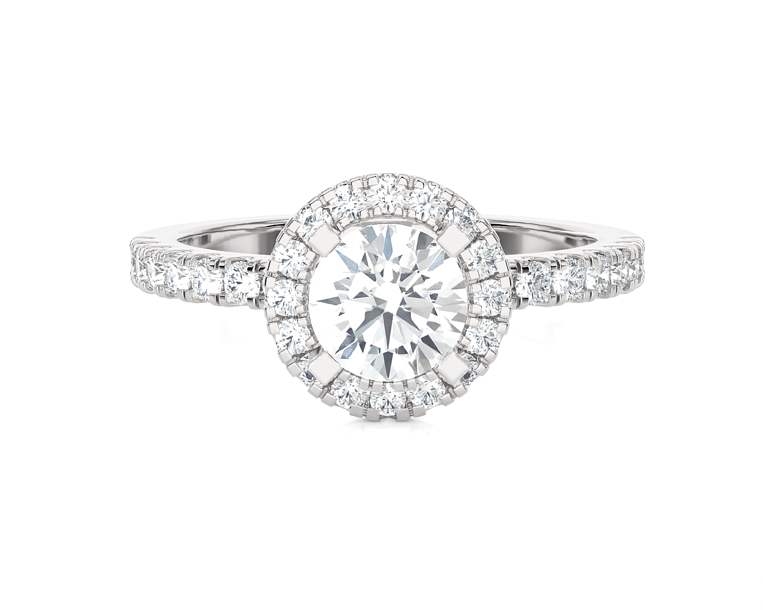 1 1/3 ctw Round Lab Grown Diamond Halo Engagement Ring