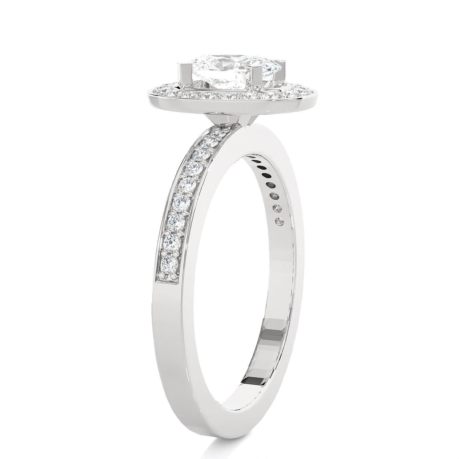 1 ctw Round Lab Grown Diamond Halo Engagement Ring