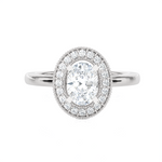7/8 ctw Round Lab Grown Diamond Halo Engagement Ring