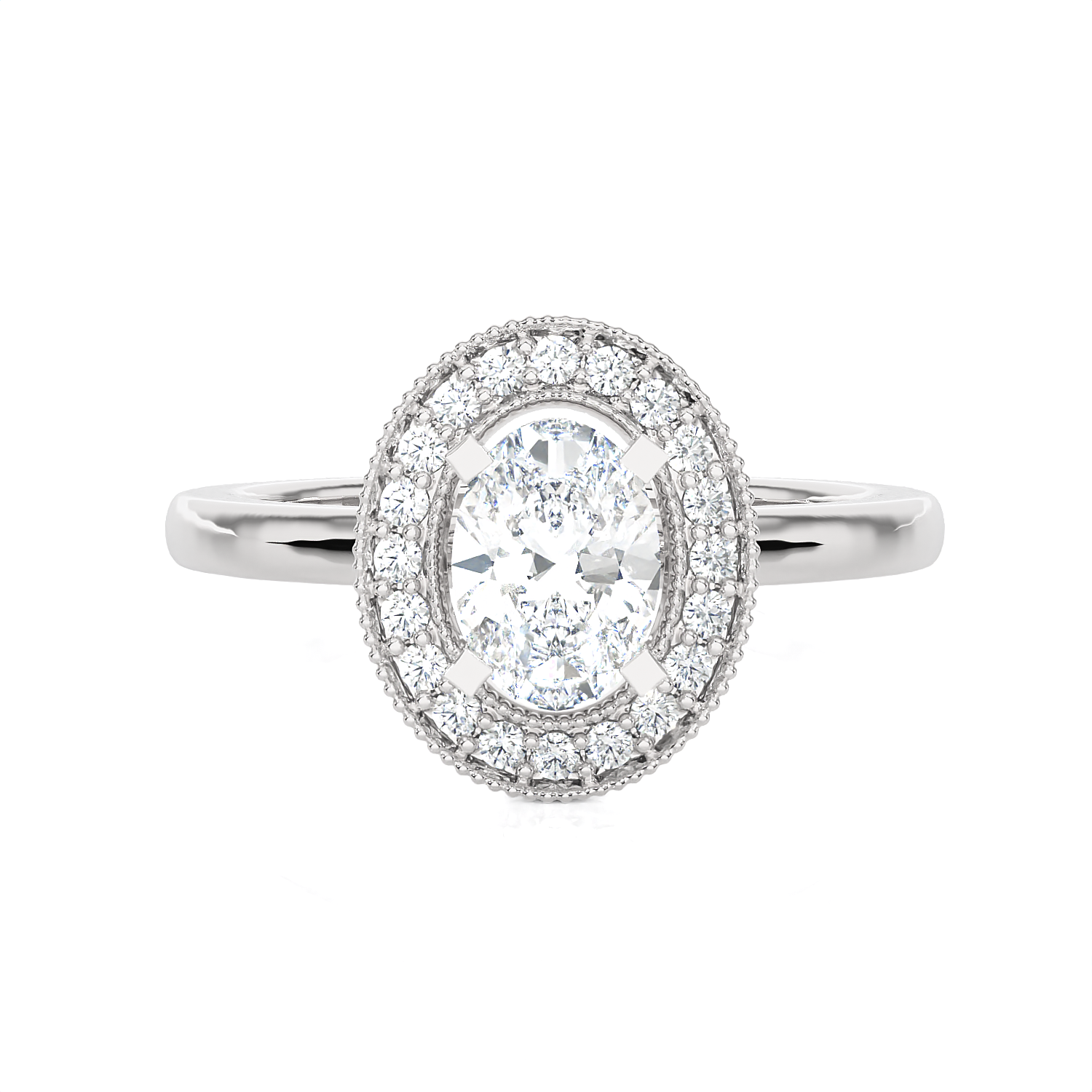 7/8 ctw Round Lab Grown Diamond Halo Engagement Ring