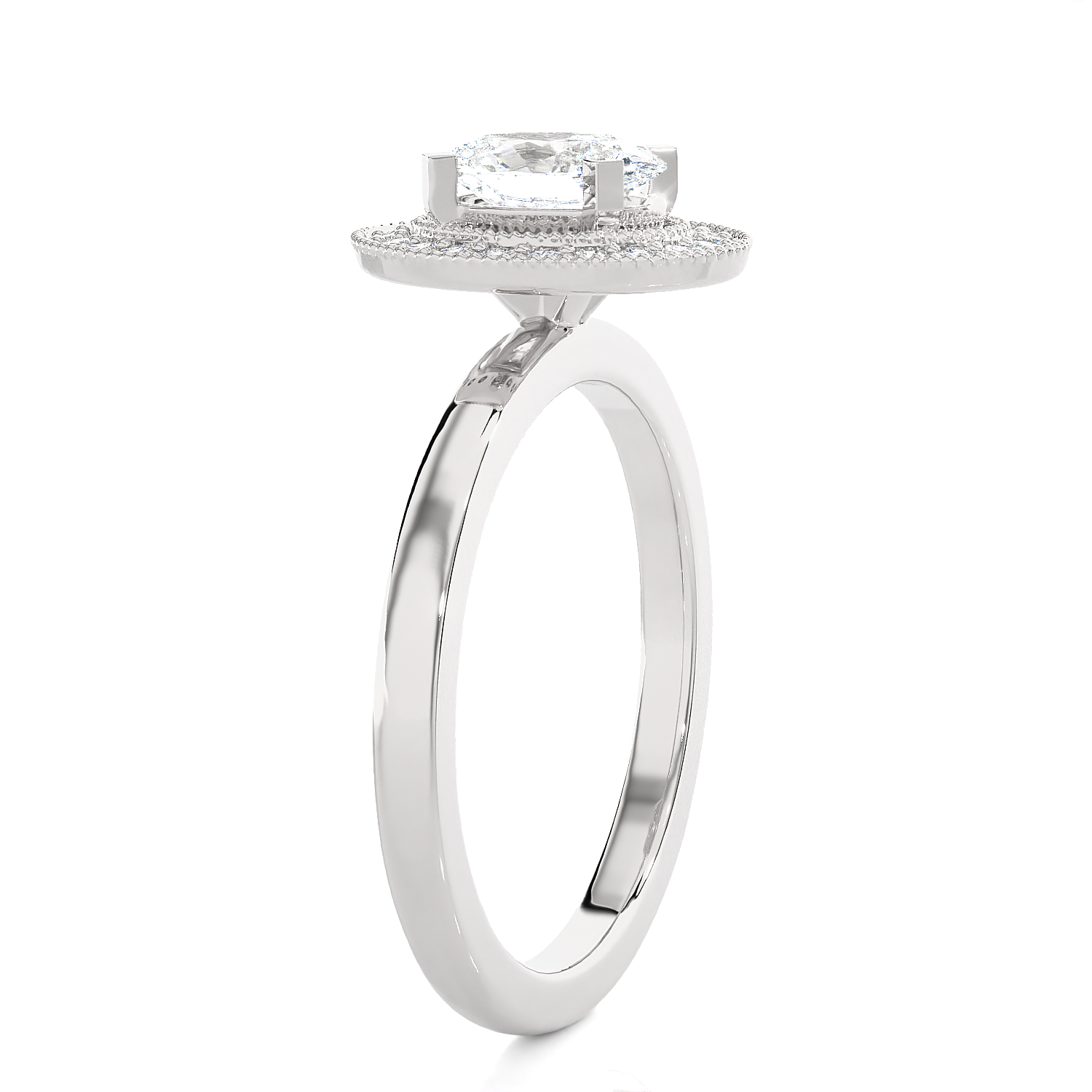 7/8 ctw Round Lab Grown Diamond Halo Engagement Ring