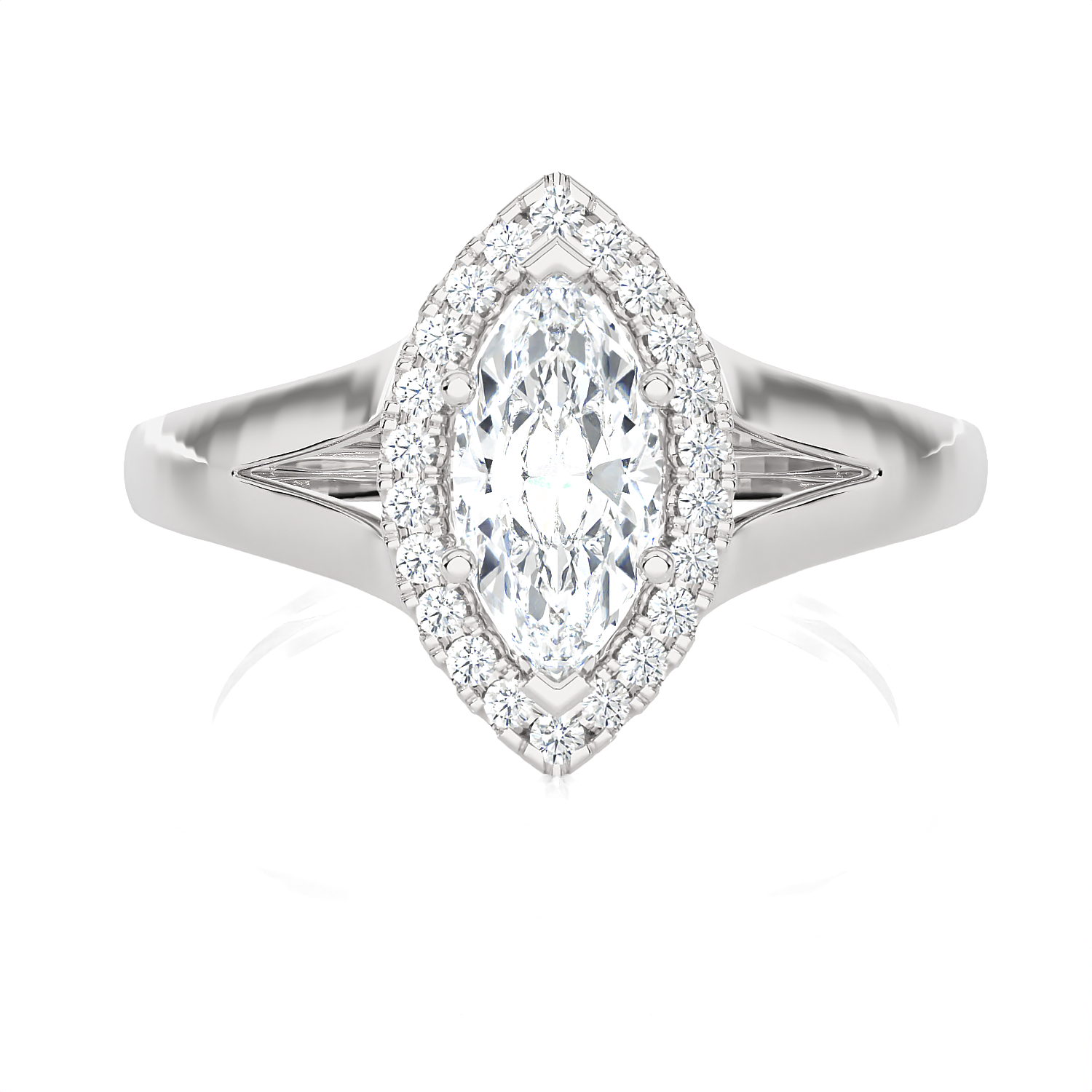 7/8 ctw Marquise Lab Grown Diamond Halo Engagement Ring