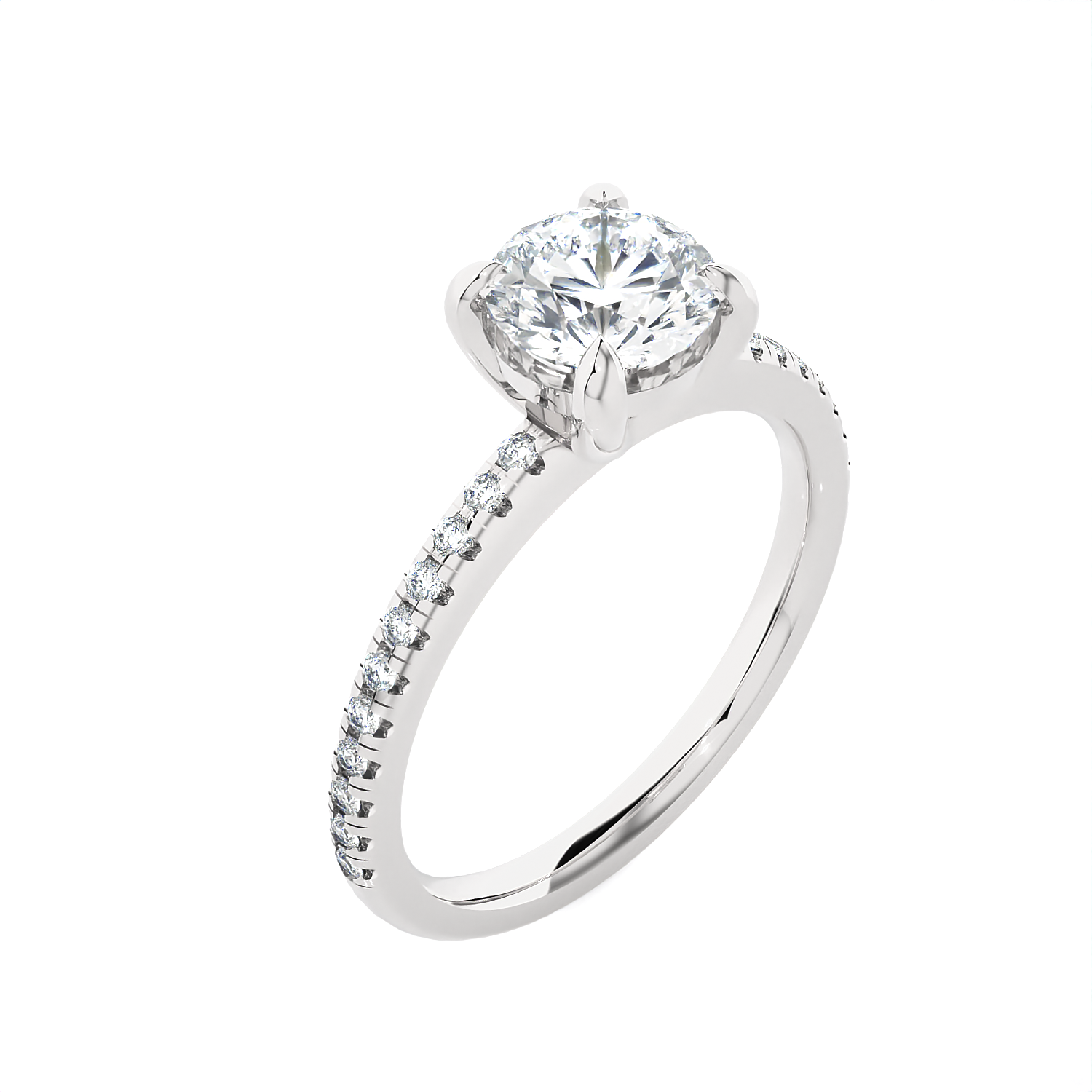 1 1/5 ctw Round Lab Grown Diamond Side Stone Engagement Ring