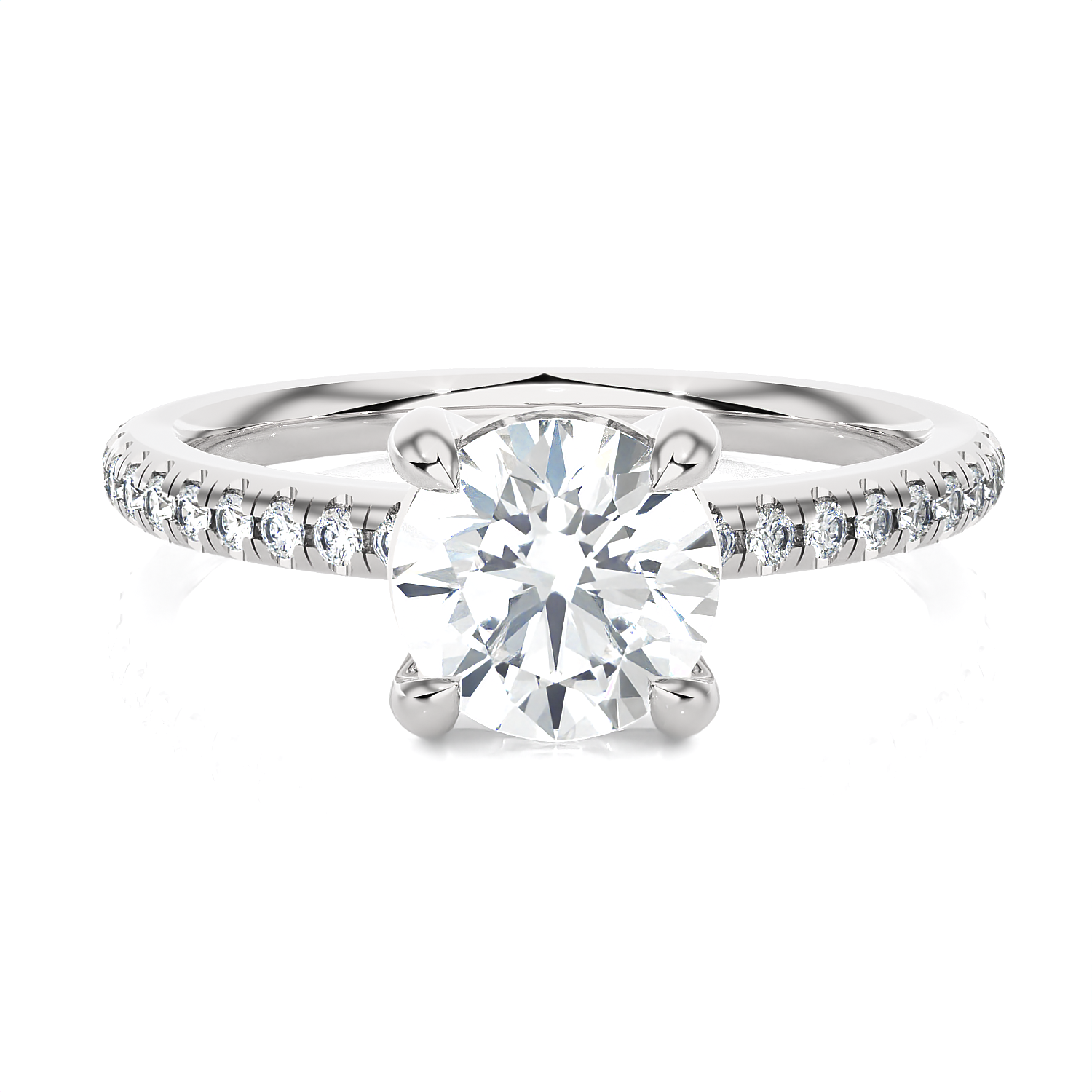 1 1/5 ctw Round Lab Grown Diamond Side Stone Engagement Ring