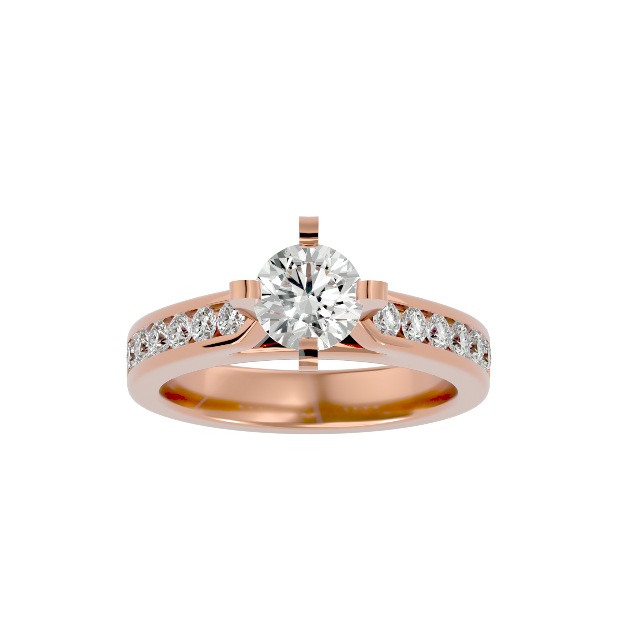 1 1/5 ctw Round Lab Grown Diamond Side Stone Engagement Ring