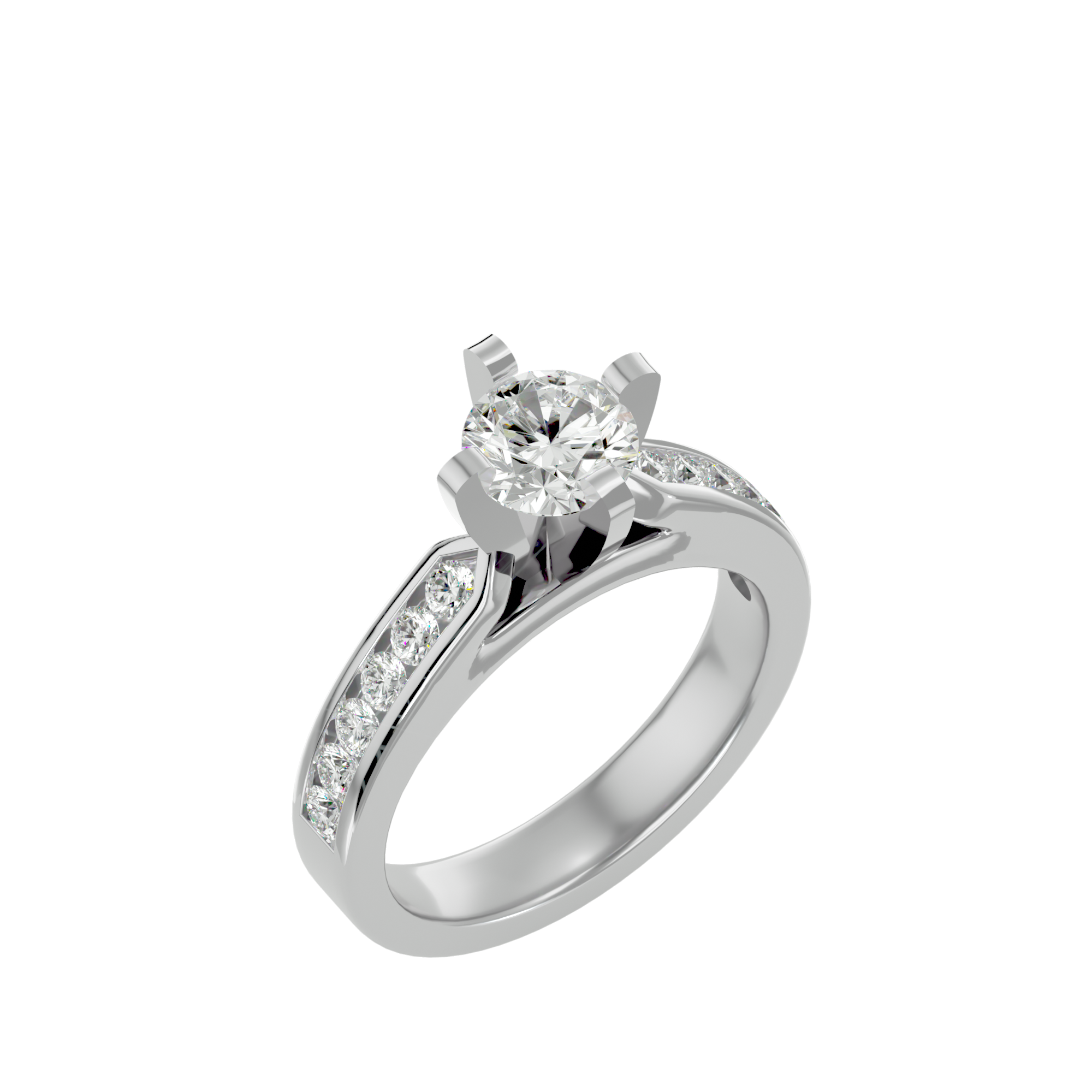 1 1/5 ctw Round Lab Grown Diamond Side Stone Engagement Ring
