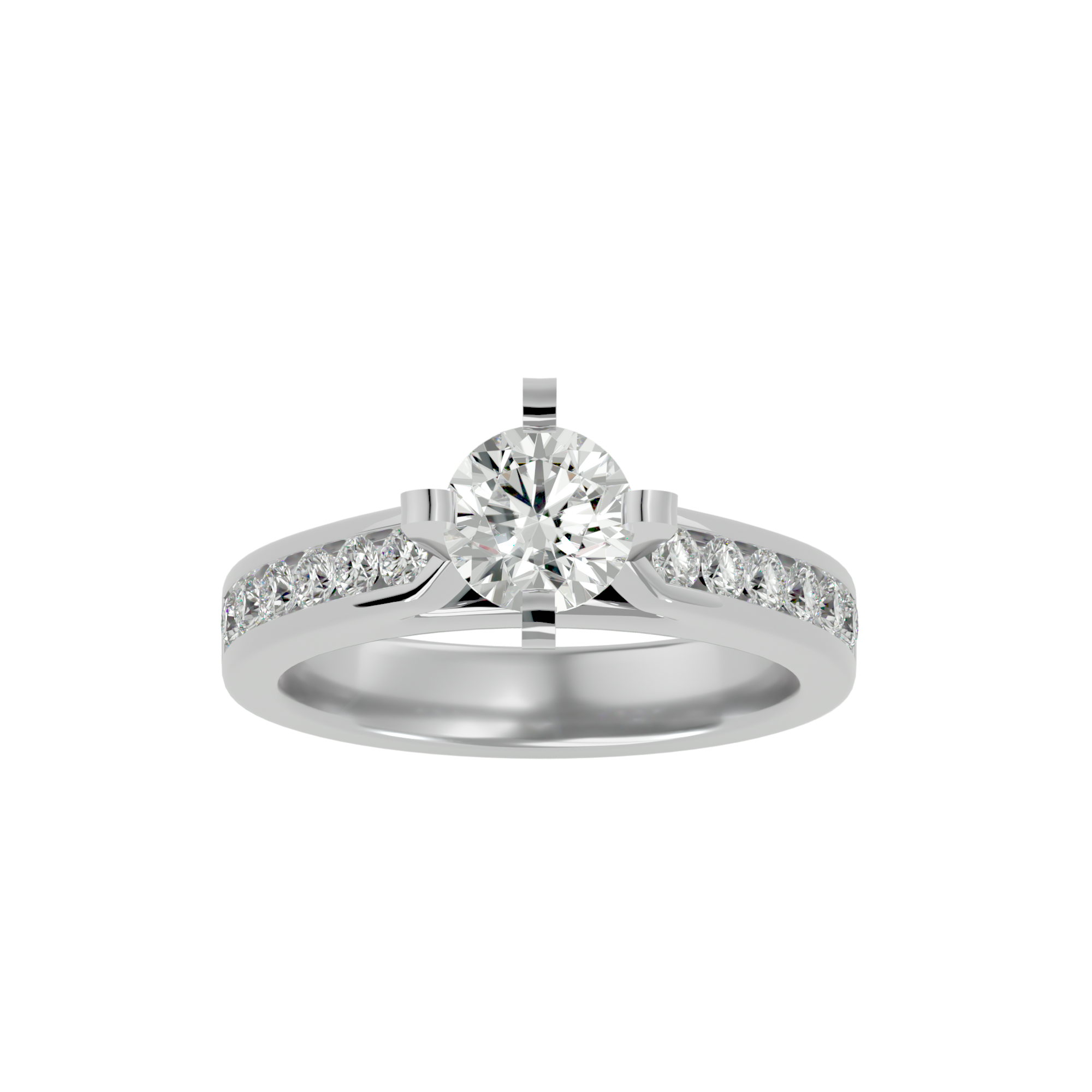 1 1/5 ctw Round Lab Grown Diamond Side Stone Engagement Ring