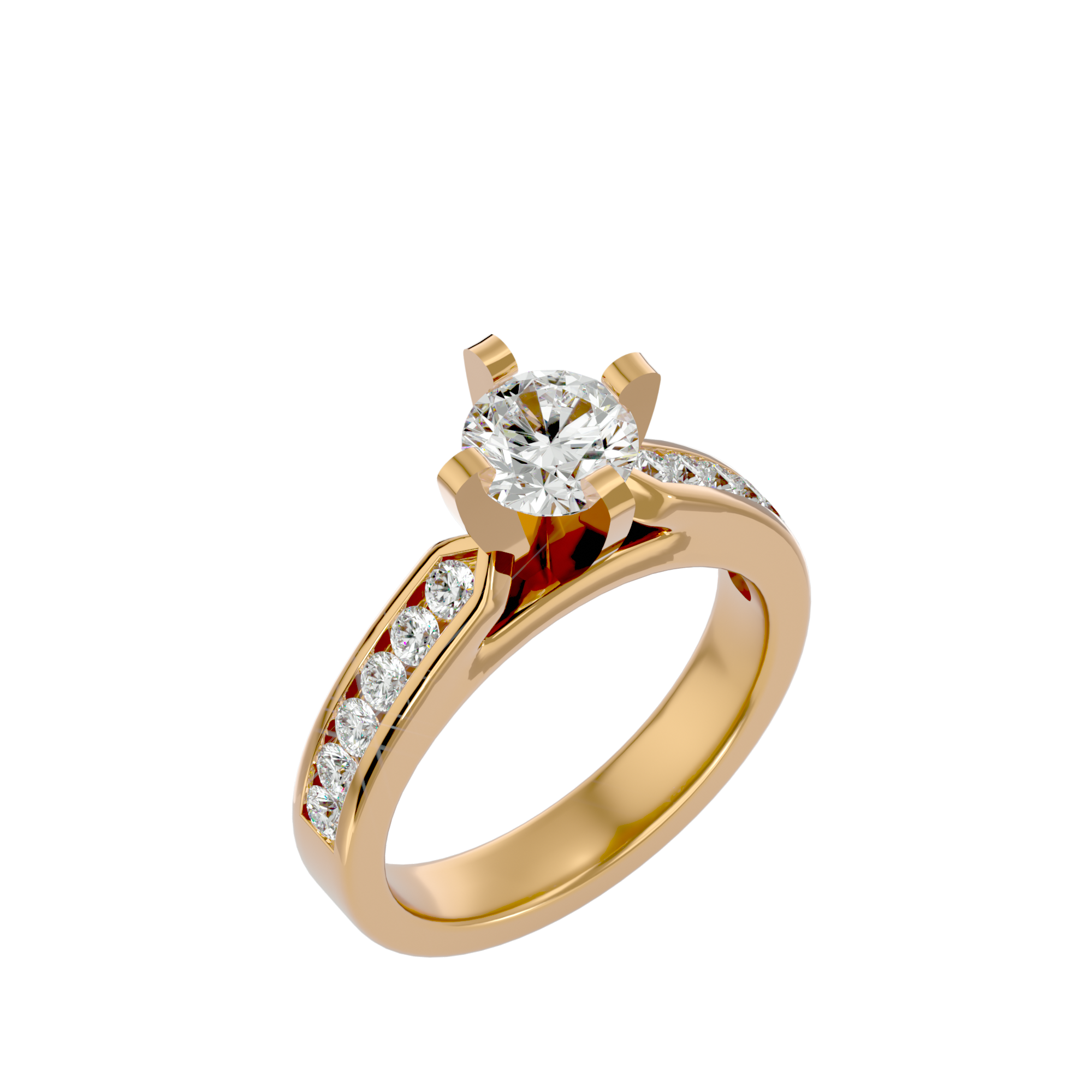 1 1/5 ctw Round Lab Grown Diamond Side Stone Engagement Ring
