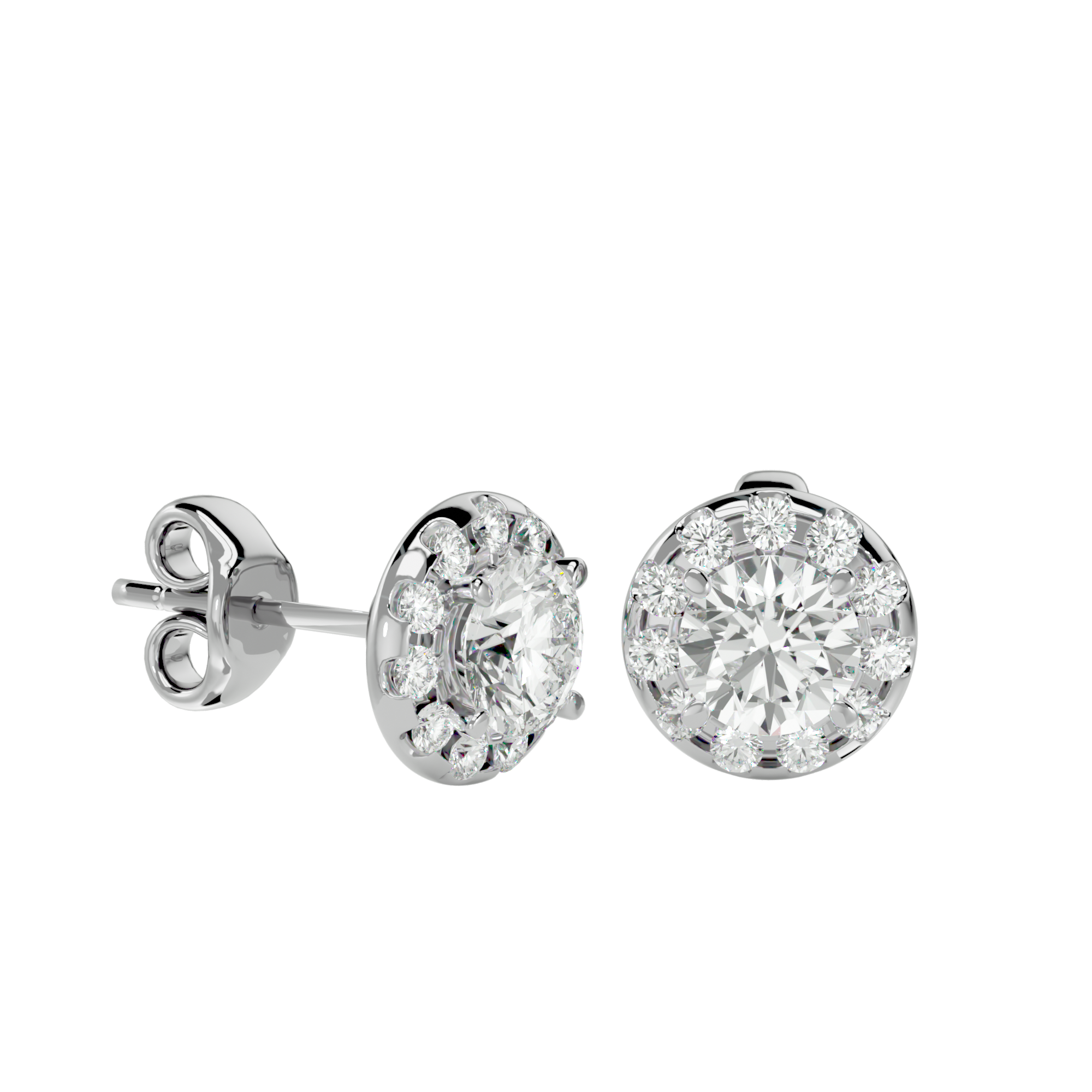 Round Lab Grown Diamond Halo Stud Earrings