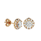 Round Lab Grown Diamond Halo Stud Earrings