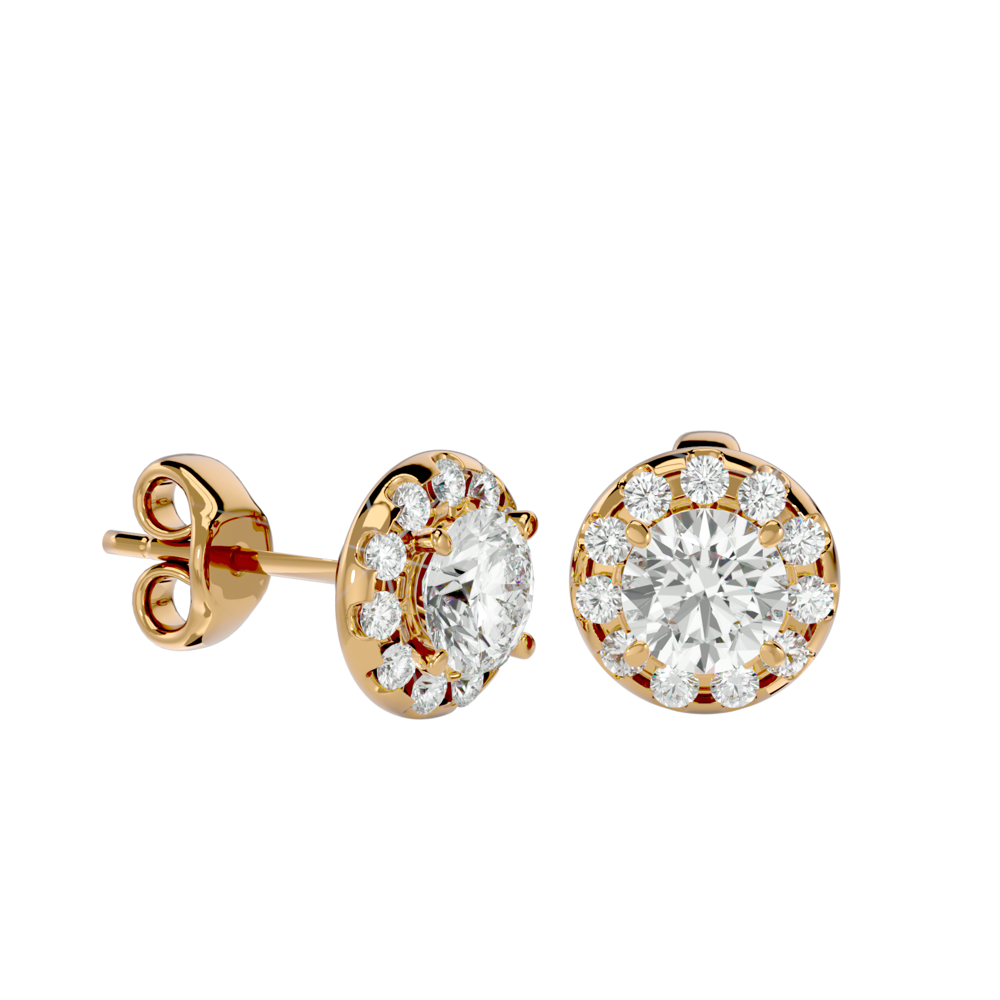 Round Lab Grown Diamond Halo Stud Earrings