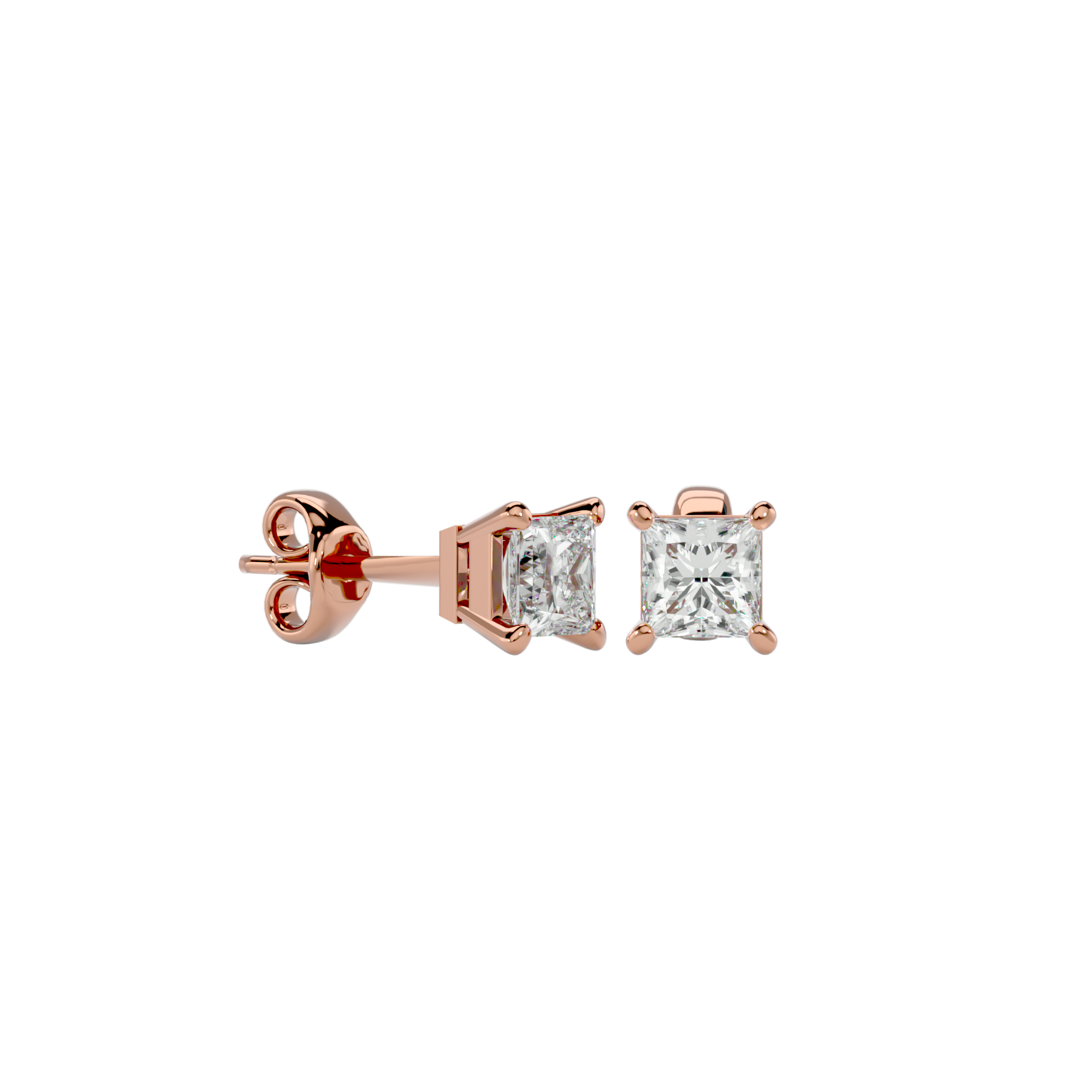 7/8 ctw Princess-Cut Lab Grown Diamond Solitaire Stud Earrings